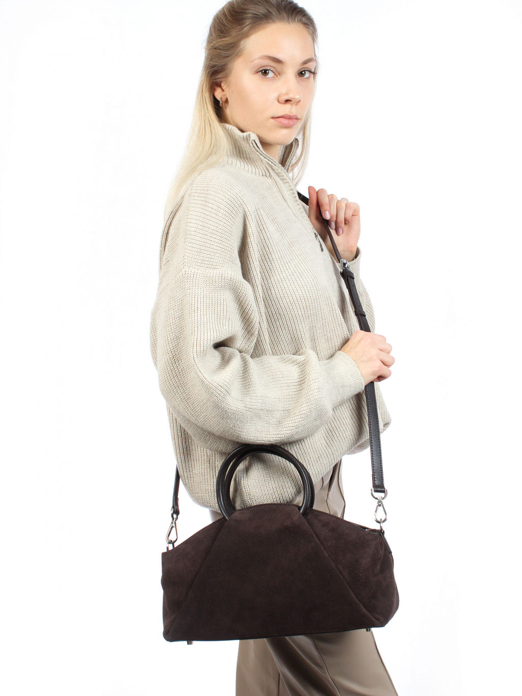 LACCOMA сумка АМ2243-Ф-коричневый натуральная замша хлопок