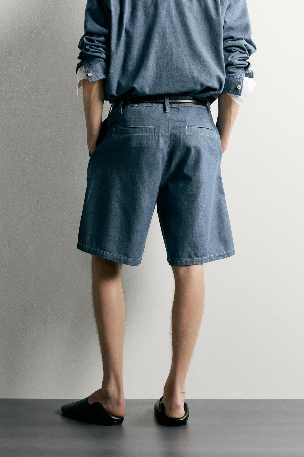 BERMUDA DENIM LIGERO PLIEGUES / Azul - Zara фото 3