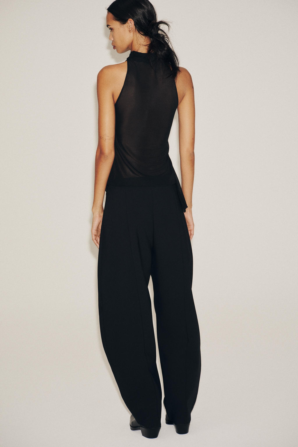 SEMI-SHEER HALTER TOP