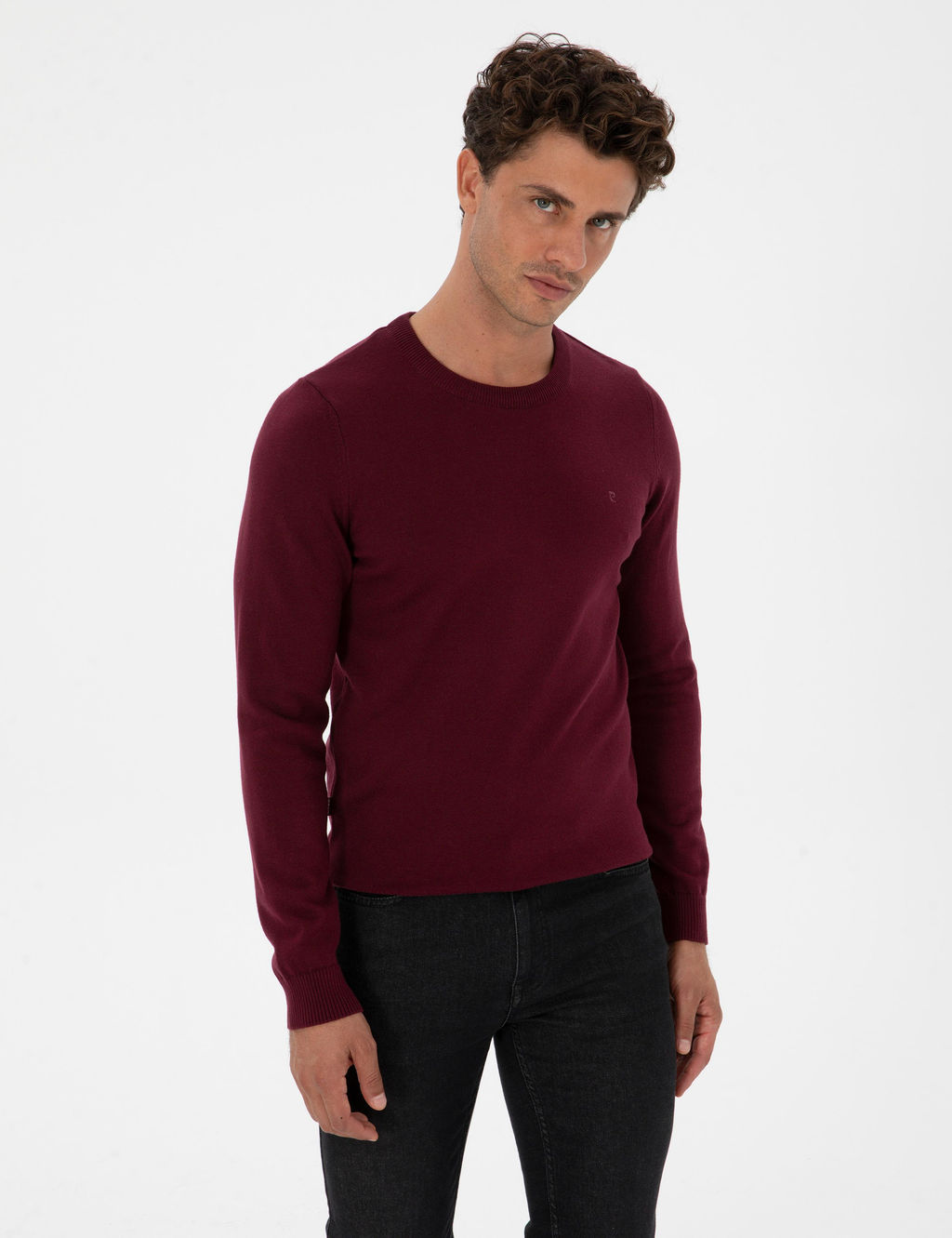 Mor Slim Fit Bisiklet Yaka Basic Triko Kazak - Pierre cardin фото 3