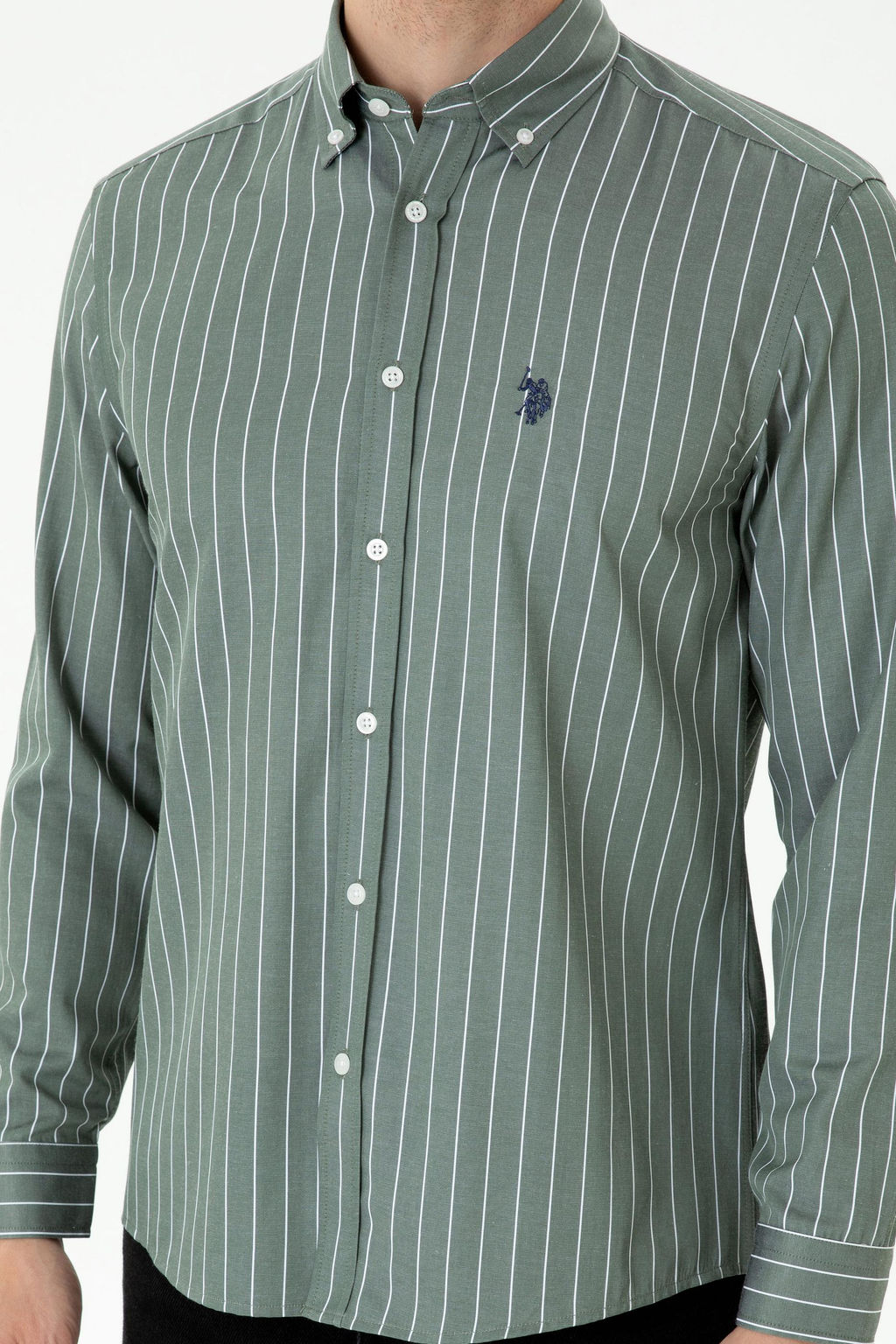 U. S. Polo Assn / Мужская рубашка цвета хаки с длинным рукавом - U.s. polo assn фото 13