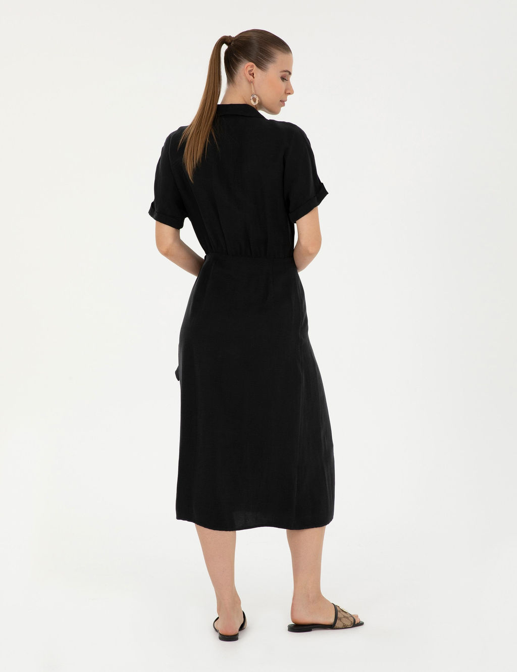 Siyah Comfort Fit Dokuma Elbise - Pierre cardin фото 4