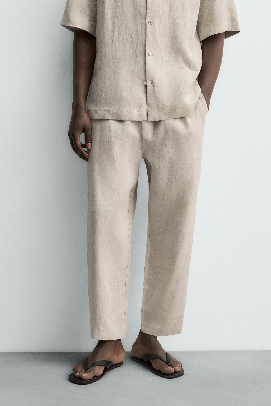 100% LINEN RELAXED FIT TROUSERS - Zara фото 20