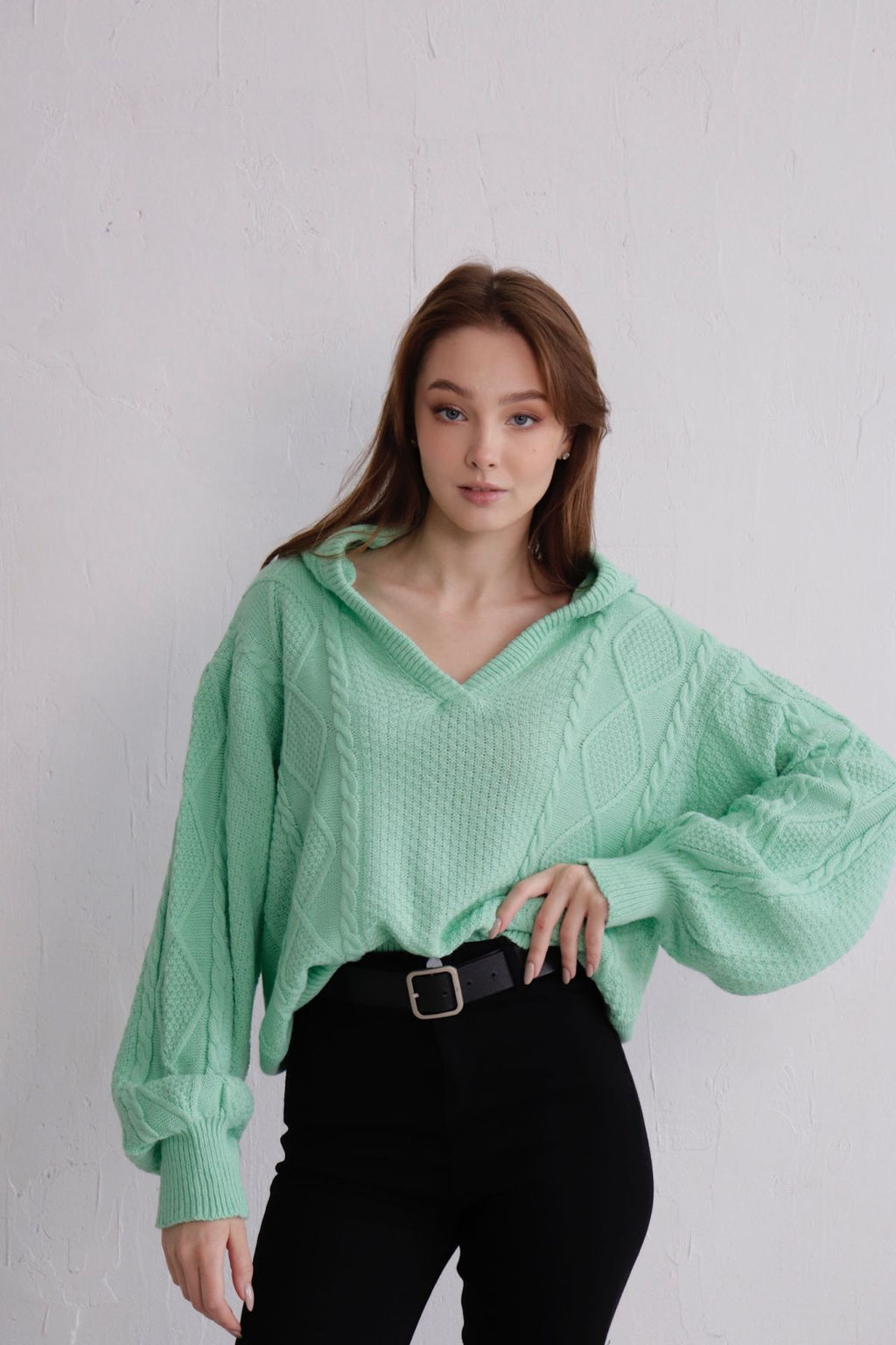 9937 Пуловер с капюшоном мята - Martichelli фото 4