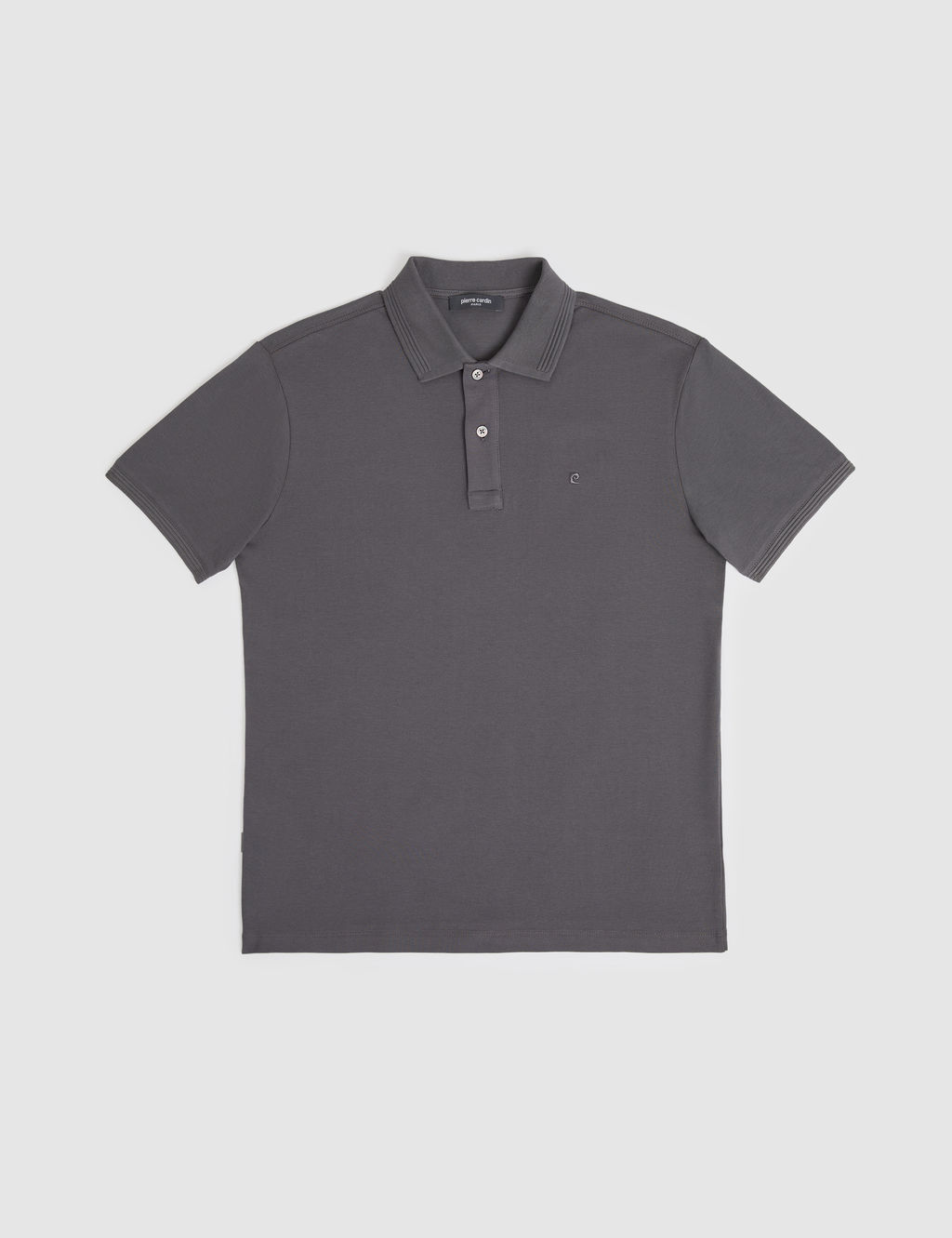 Koyu Gri Slim Fit %100 Pamuk D__meli Polo Yaka Basic Ti__rt
