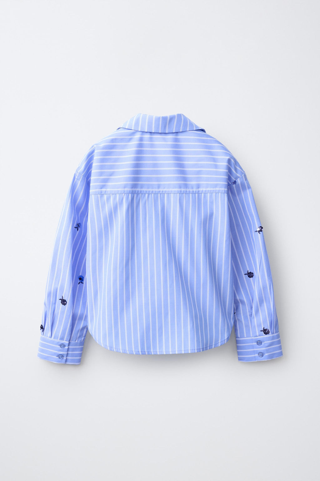 PACK CAMISA Y TOP FRUNCIDO RAYAS Y APLIQUE LENTEJUELAS / Azul - Zara фото 3
