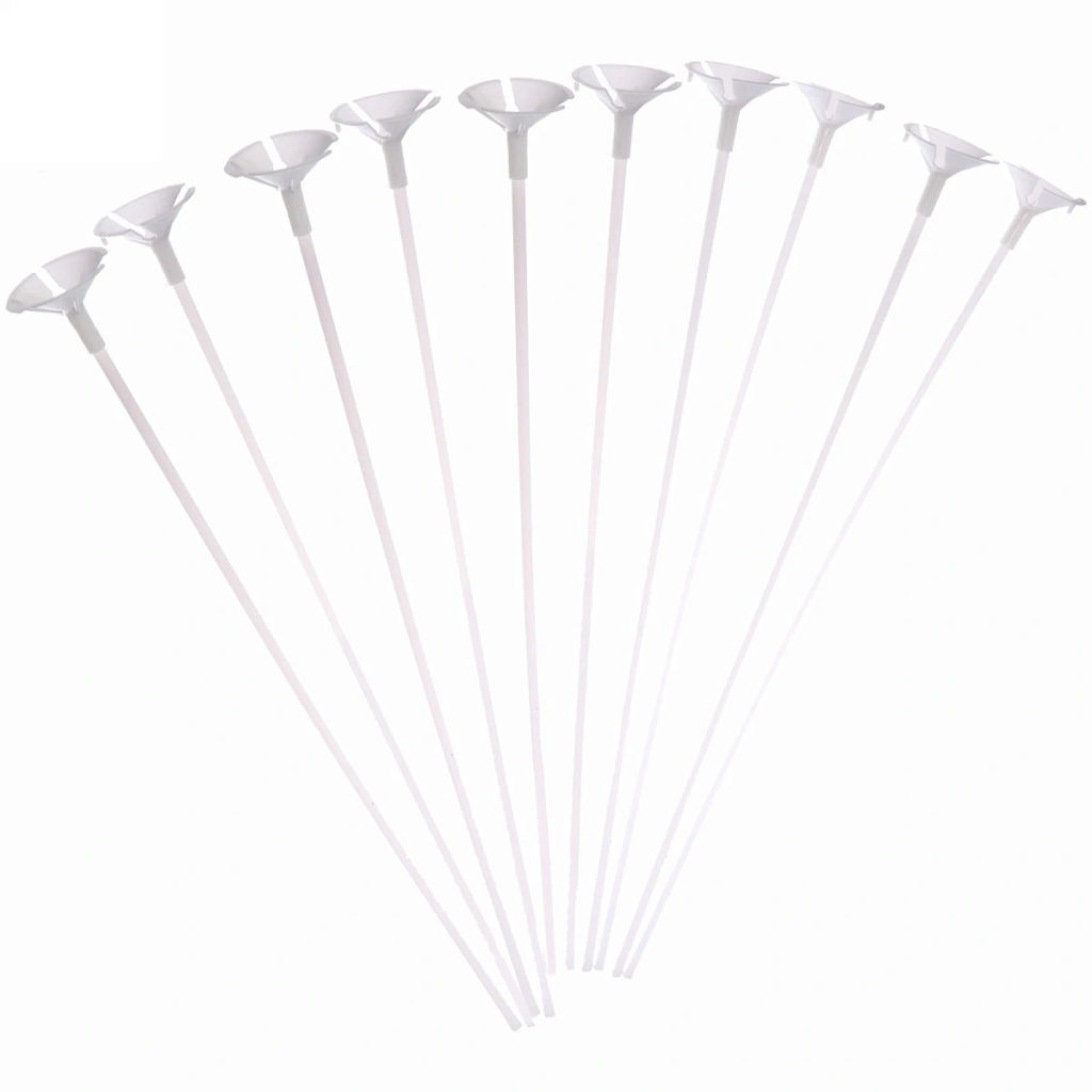 Цена за 2 шт. Набор палочек для шариков воздушных с держателем, 42 см (10 шт), белый