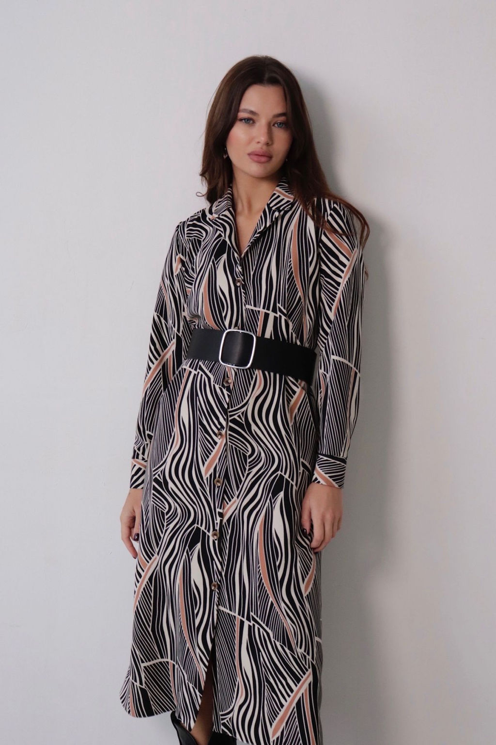 Платье-рубашка с английским воротником принт - Martichelli фото 217