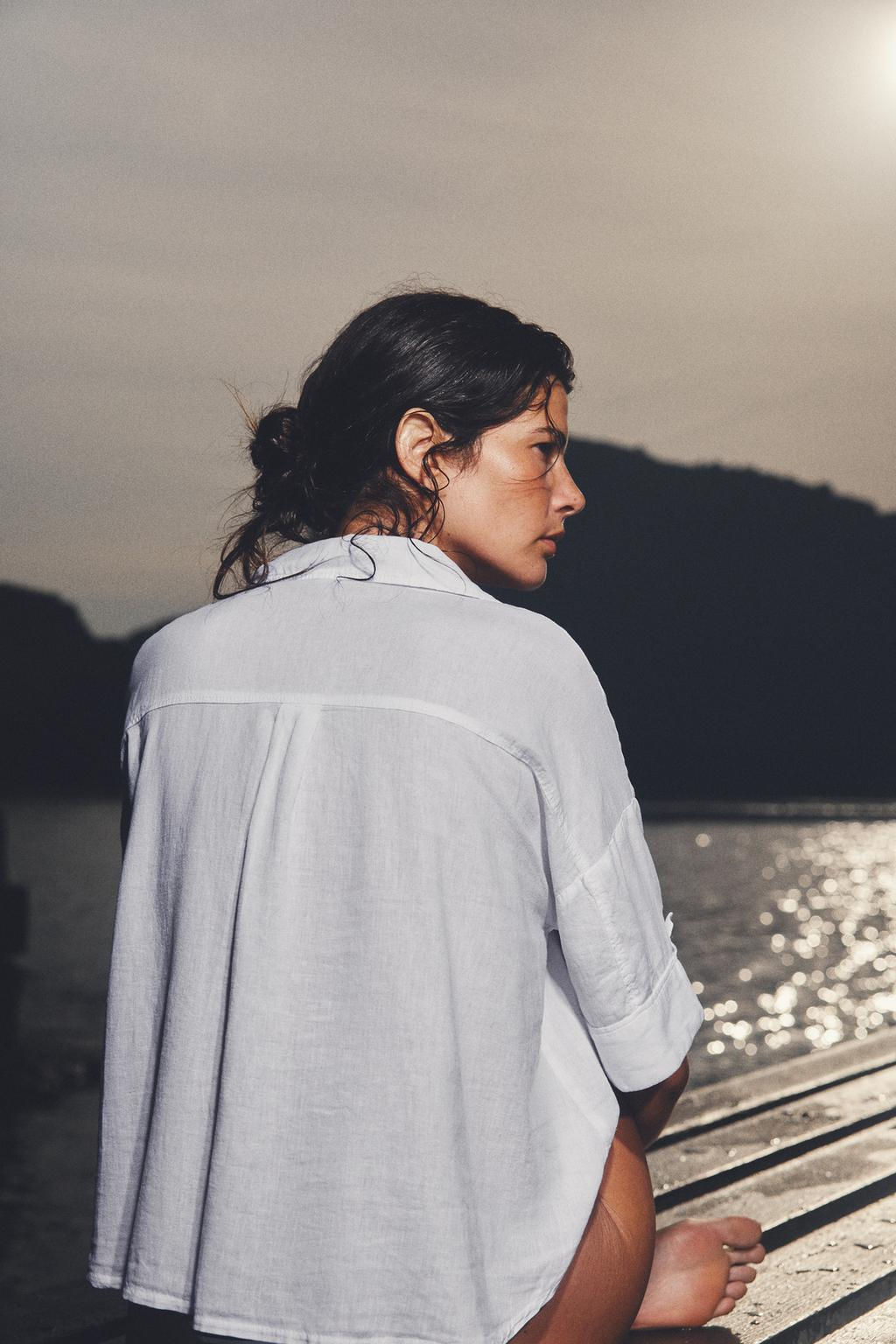 CROPPED LINEN BLEND SHIRT - Zara фото 19