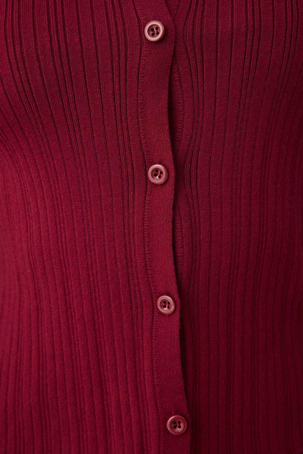 Bordo 2li Fitilli Premium/Ozel Iplikli Yumusak Dokulu Triko H?rka-Bluz Tak?m TWOAW26HI00003