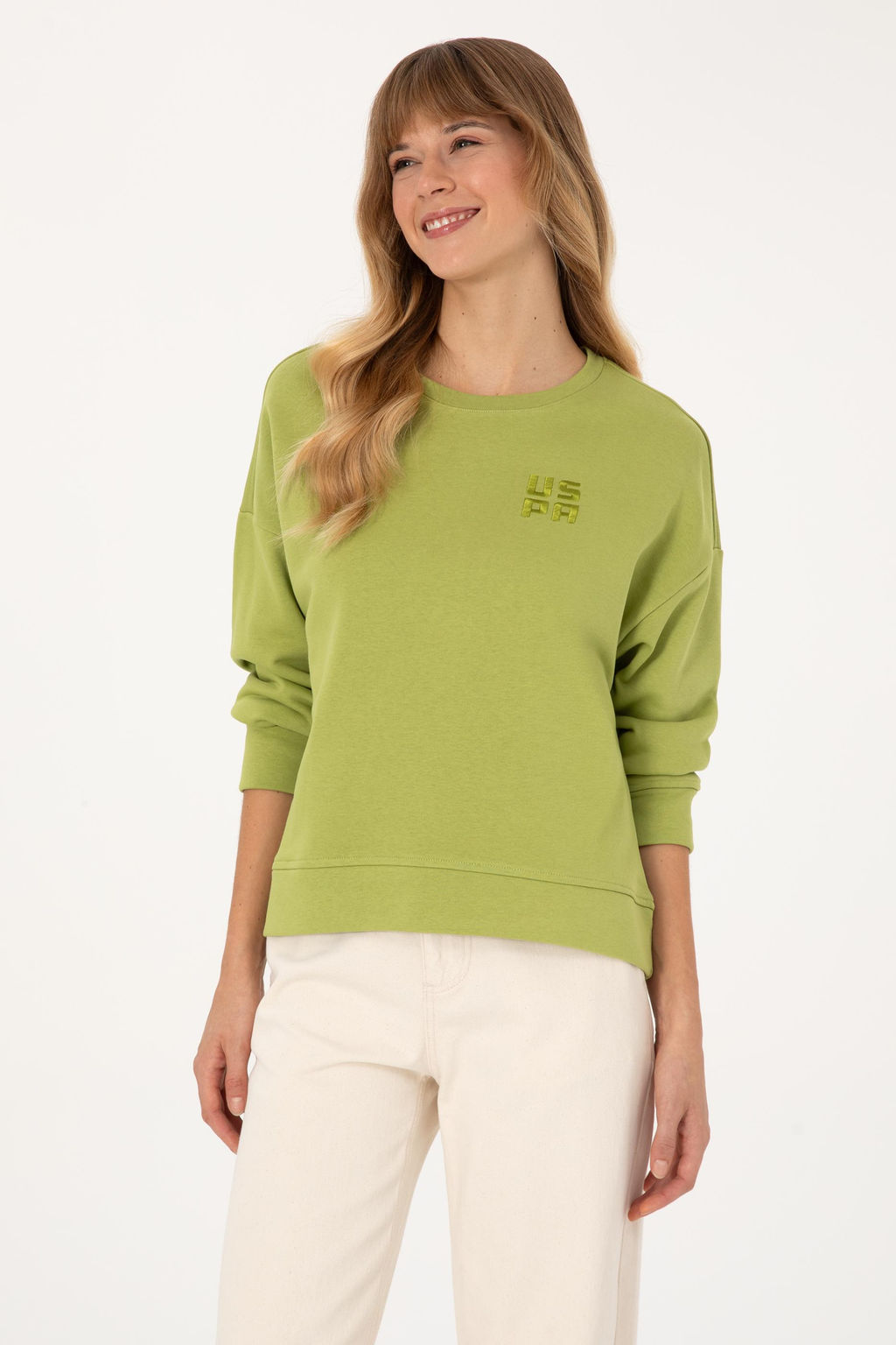 Kad_n F_st_k Ye_ili Bisiklet Yaka Basic Sweatsh_rt