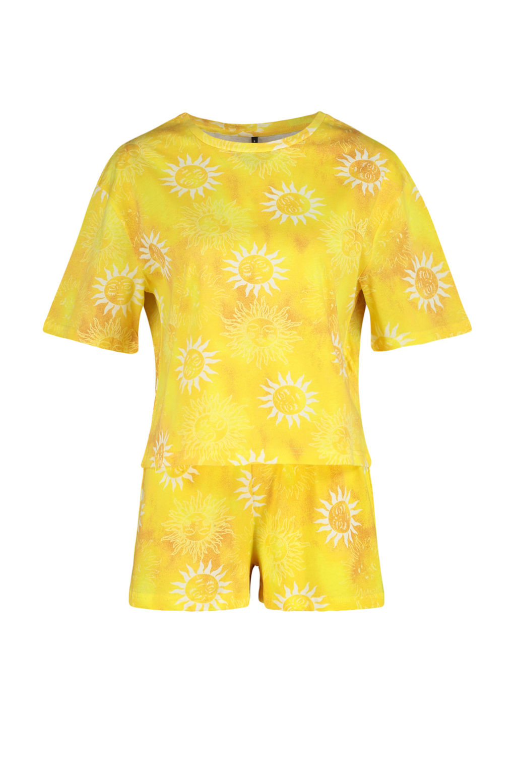 Sar? %100 Pamuklu Gunes Desenli Sortlu Orme Pijama Tak?m? THMSS24PT00108