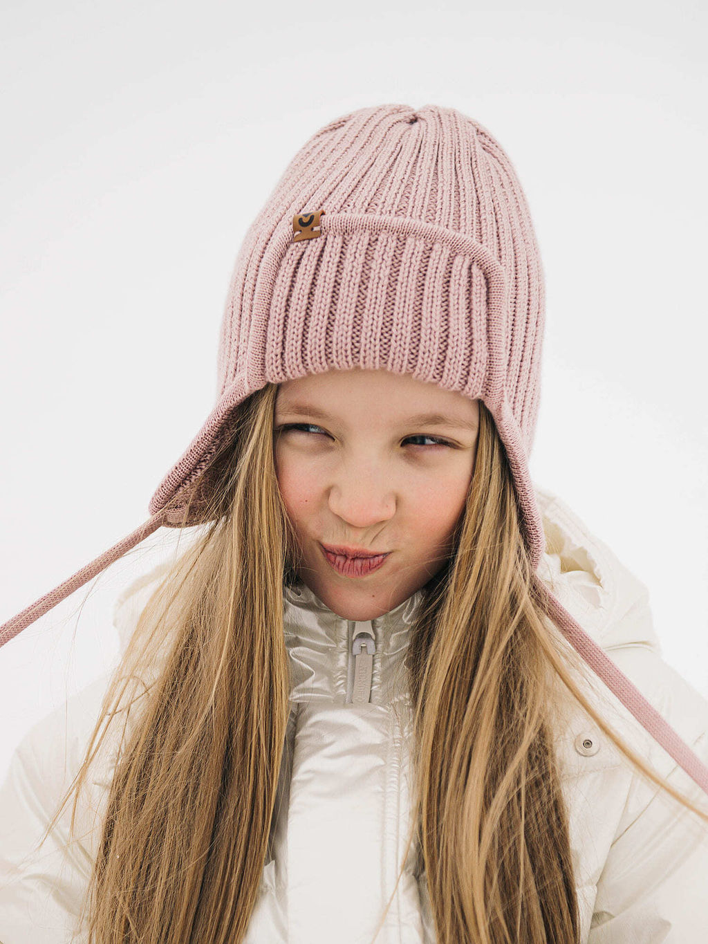 Шапка ушанка зимняя из смесовой шерсти Пудра - Bungly фото 2