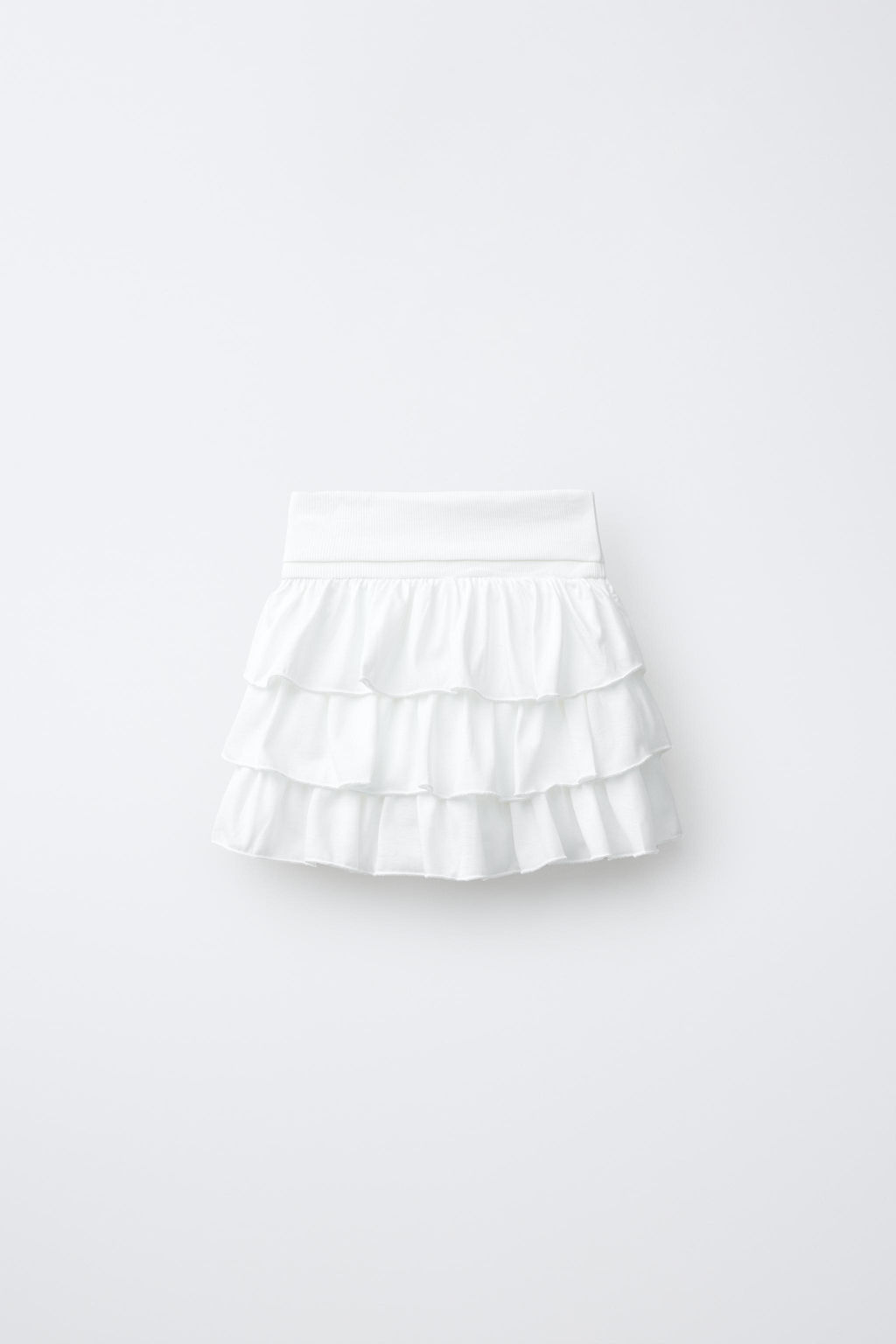 FALDA BERMUDA VOLANTES RAYAS / Blanco