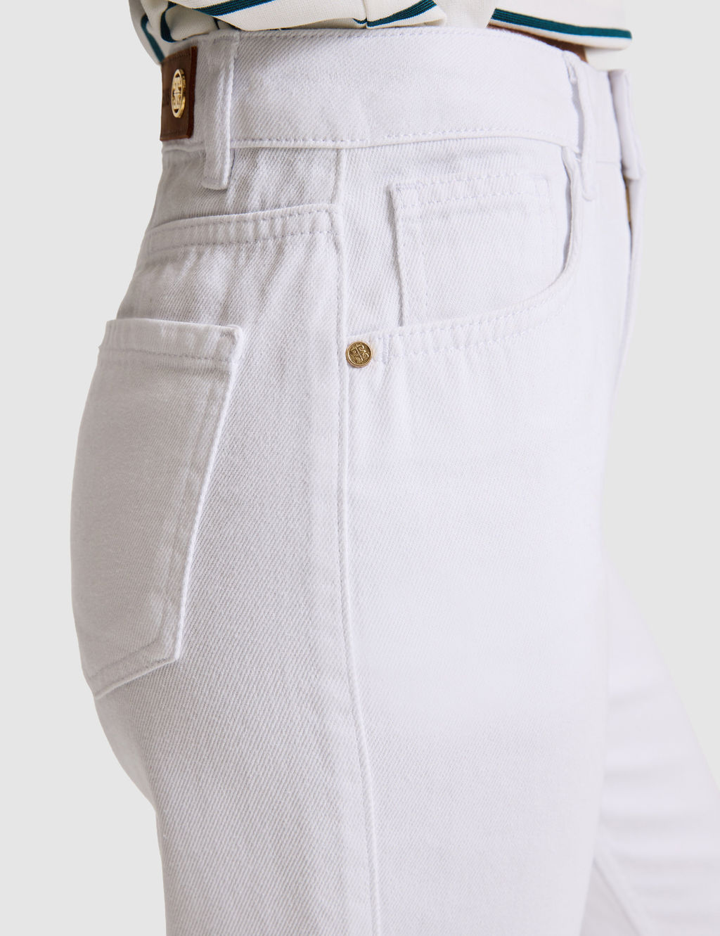 Beyaz Mom High Waist Fit Jean Pantolon