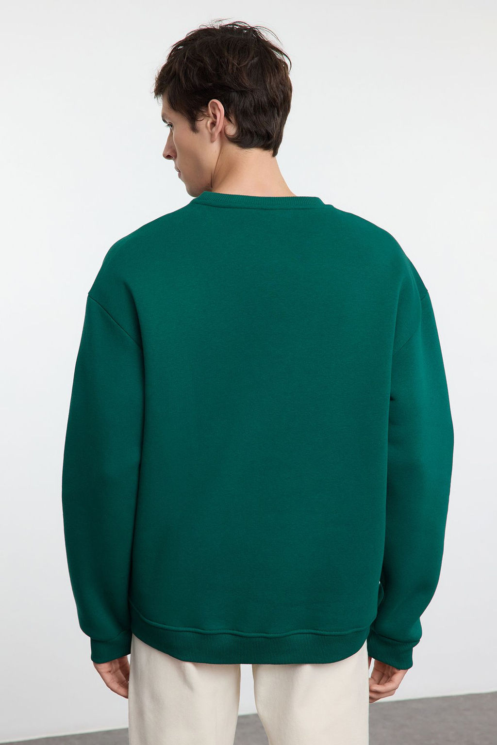 TRENDYOL MAN Zumrut Yesili Oversize/Genis Kesim Authentic&Sporty Nak?sl? Ici Polarl? Sweatshirt TMNAW25SW00012 - Trendyolmilla фото 5