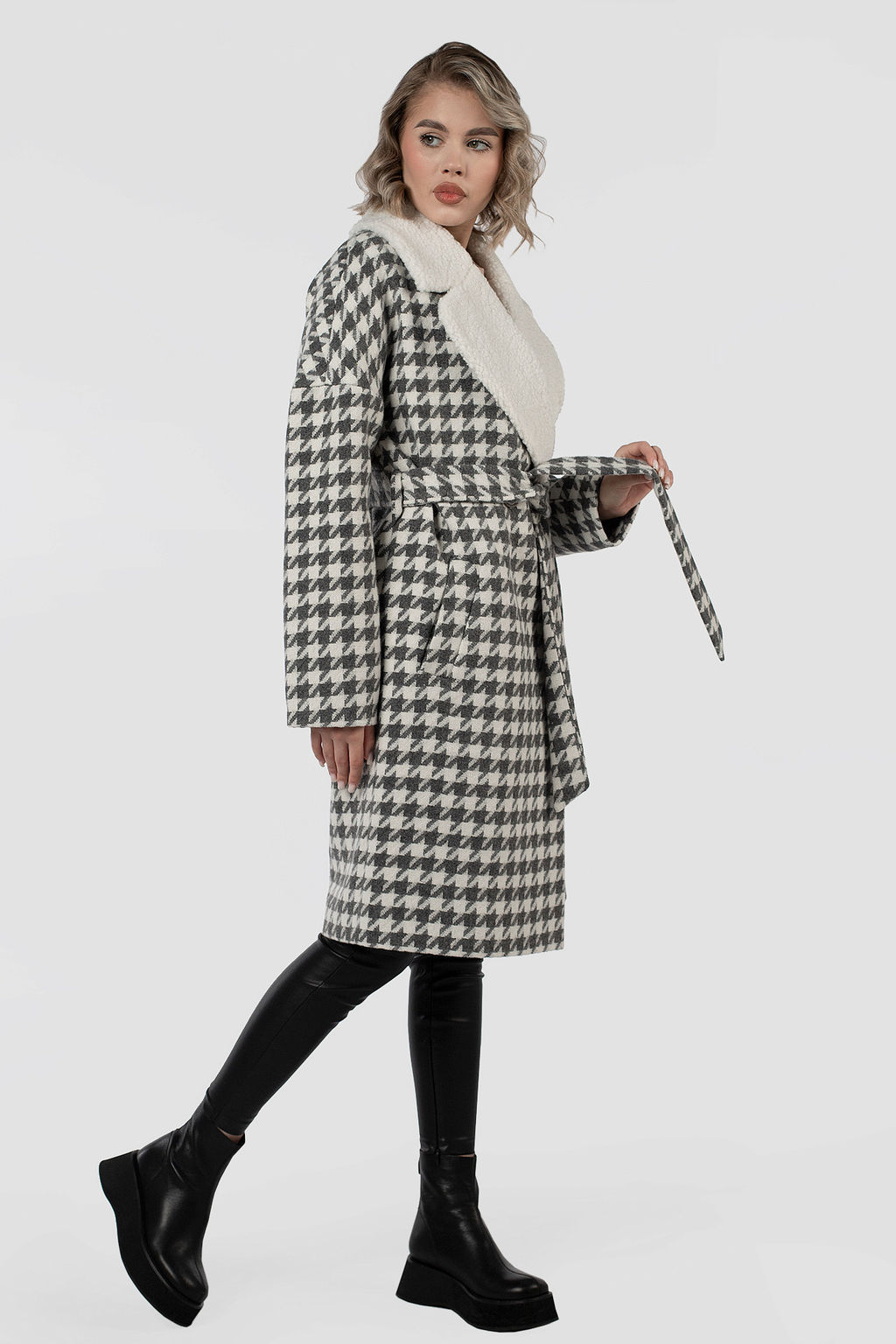 02-3165 Пальто женское утепленное (пояс) - El podio фото 14