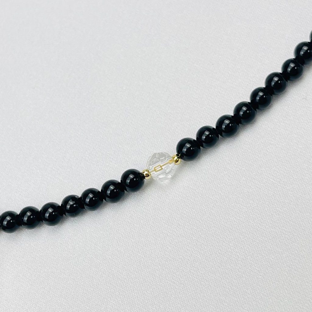 Колье из черного Агата и Горного Хрусталя 42 см +