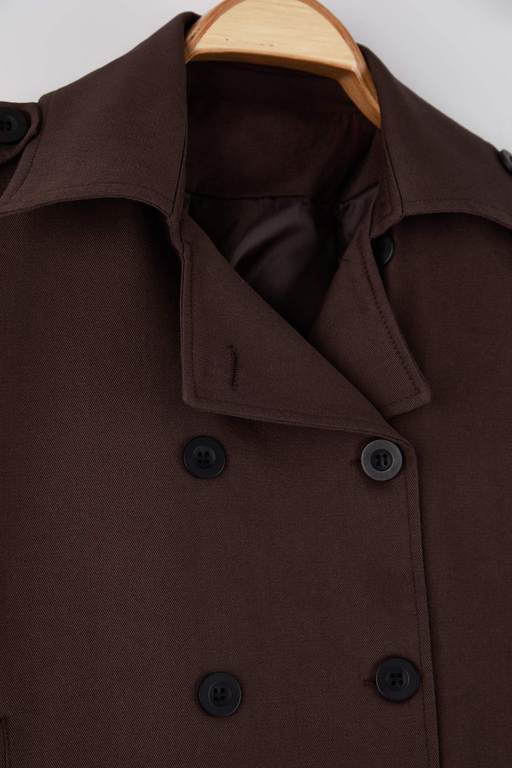 Bej Kruvaze Oversize K?sa Trenckot TWOAW26TR00020 - Trendyolmilla фото 17