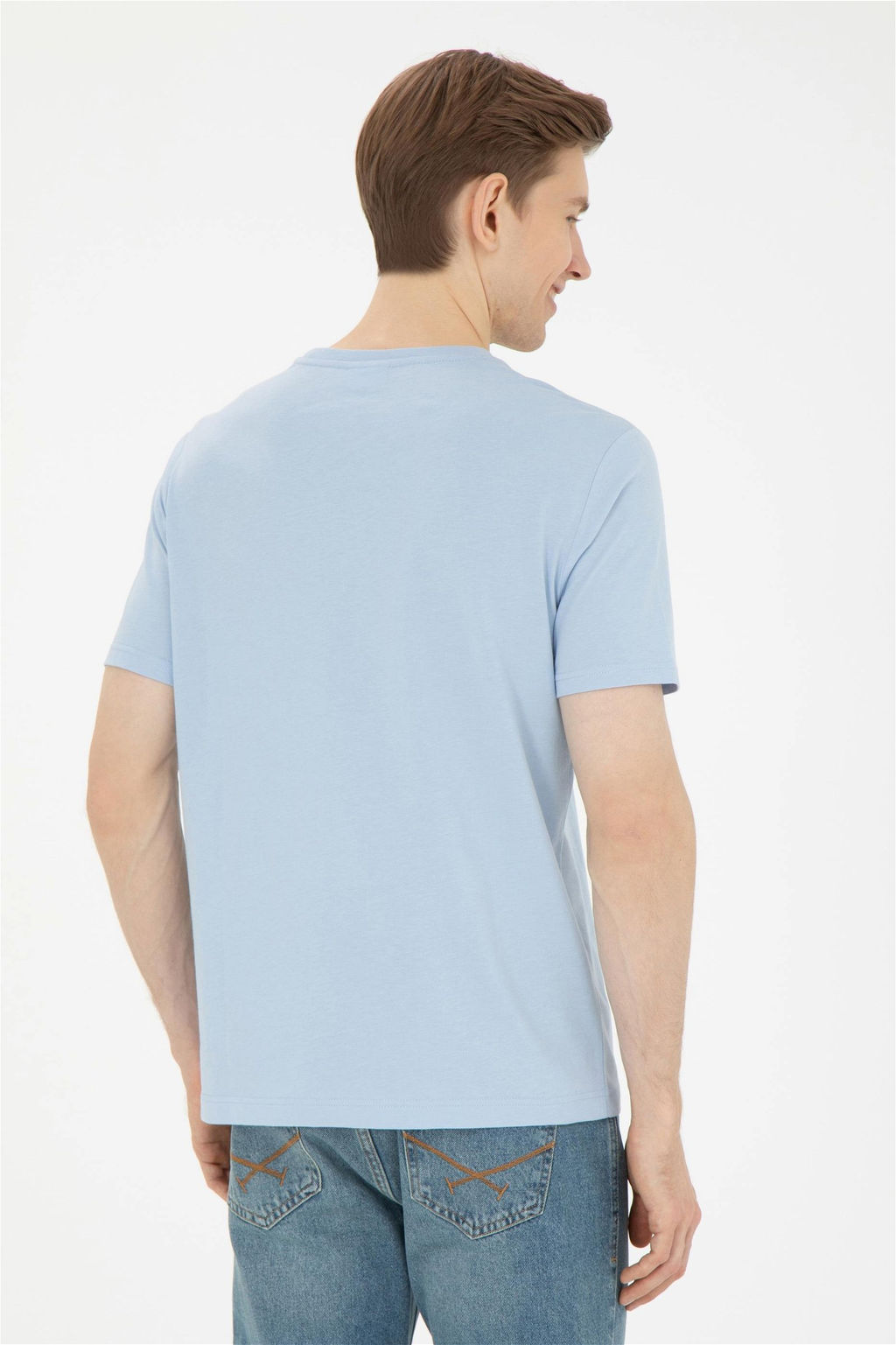 Мужская голубая базовая футболка - U.s. polo assn фото 5