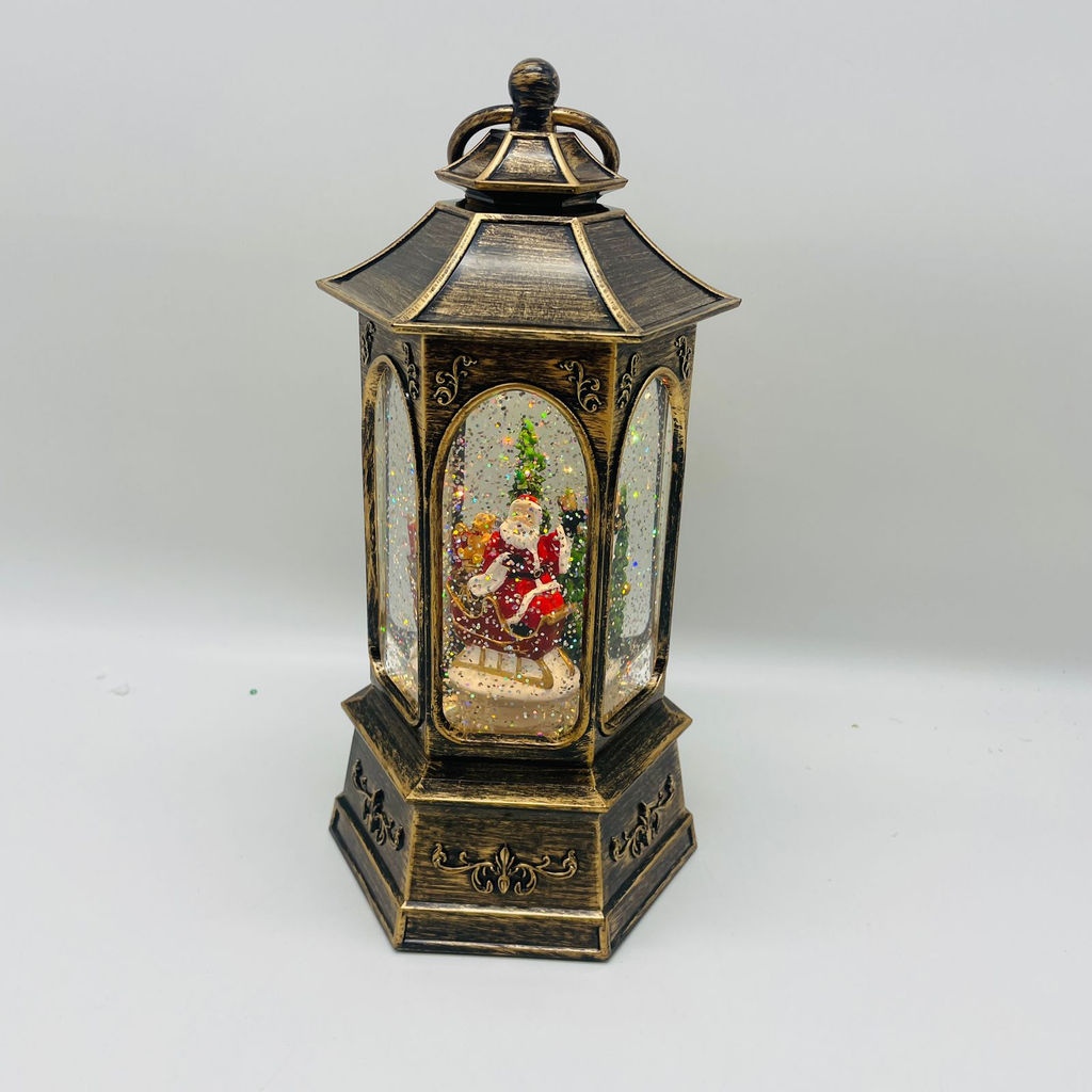 Новогодний декор Фонарь стекло - Дед Мороз в санях 26 см (арт. 8894A) - Ип лебедев о.ю фото 4