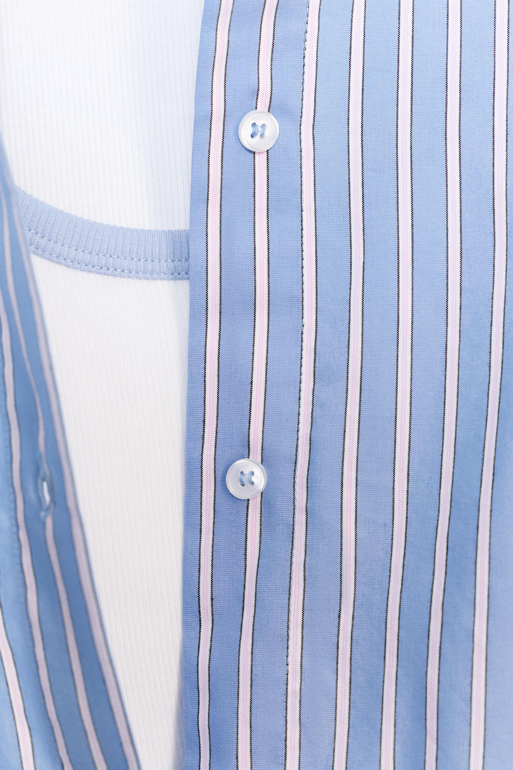 CAMISA OVERSIZE CON CAMISETA CINTUR?N / Azul / Blanco - Zara фото 8