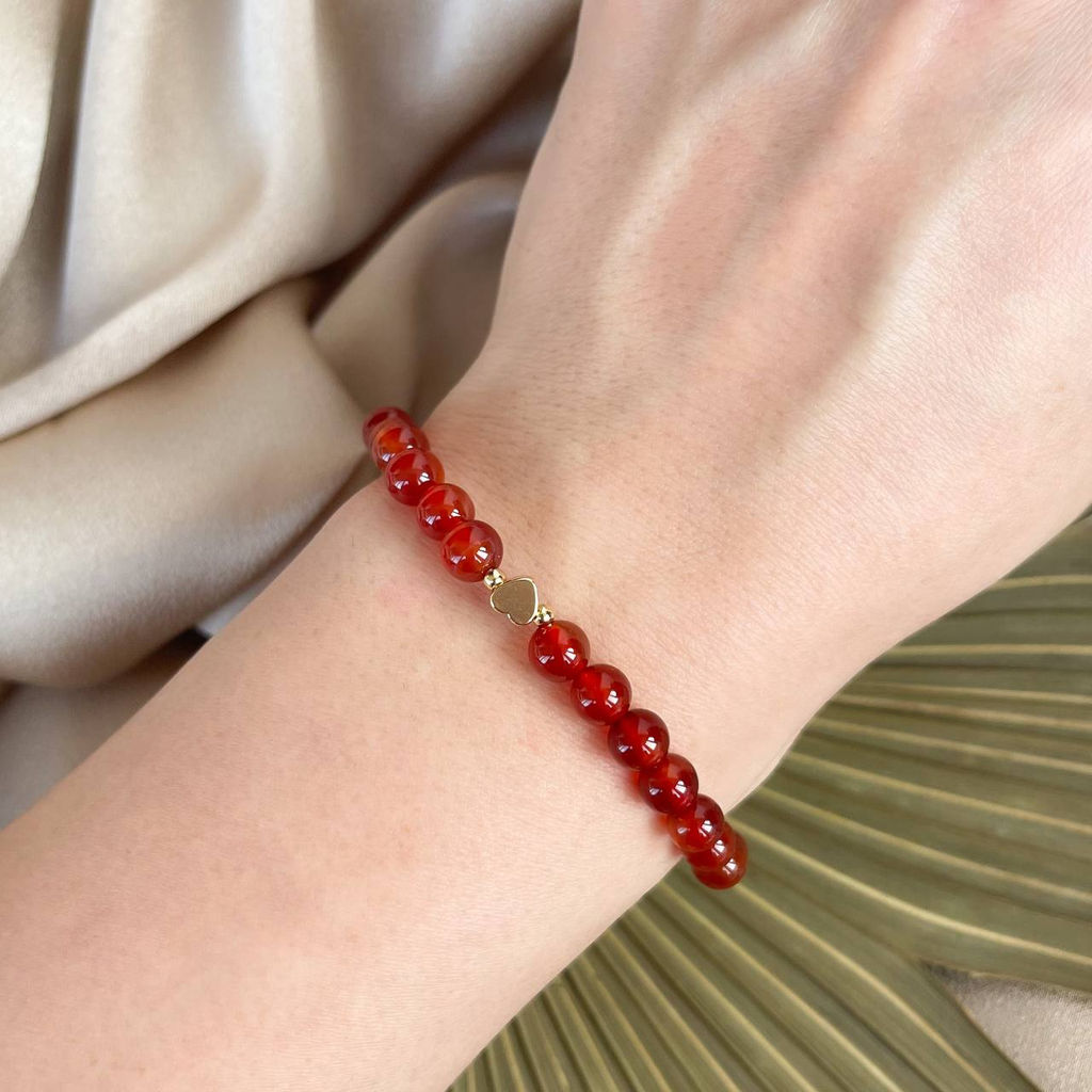 Браслет со вставкой "Сердце" из Сердолика 17 см