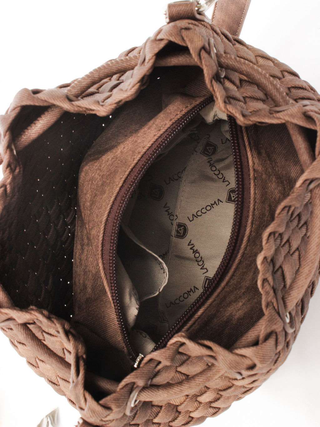 LACCOMA сумка СУ038-винтаж коричневый эко кожа хлопок  фото 5