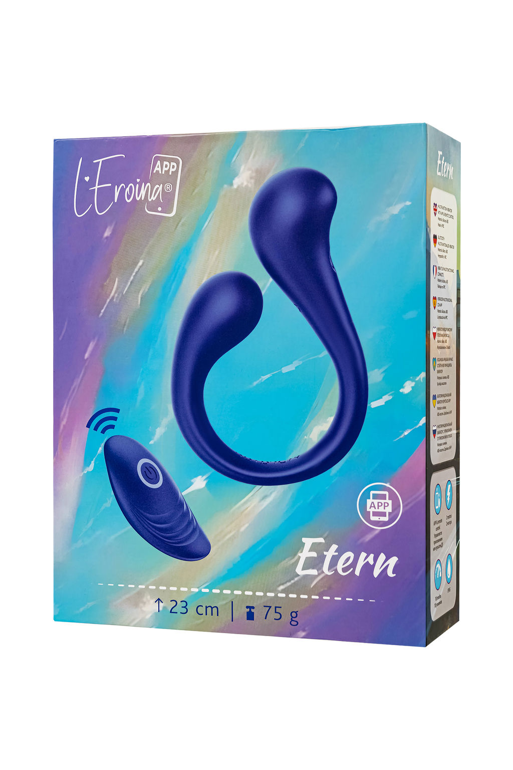 Многофункциональный вибратор LEroina APP ETERN с пультом и APP, силикон, синий, 23 см