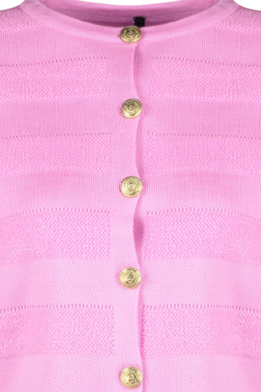 Pembe Bisiklet Yaka Ceket Gorunumlu Triko H?rka TWOAW24HI00337