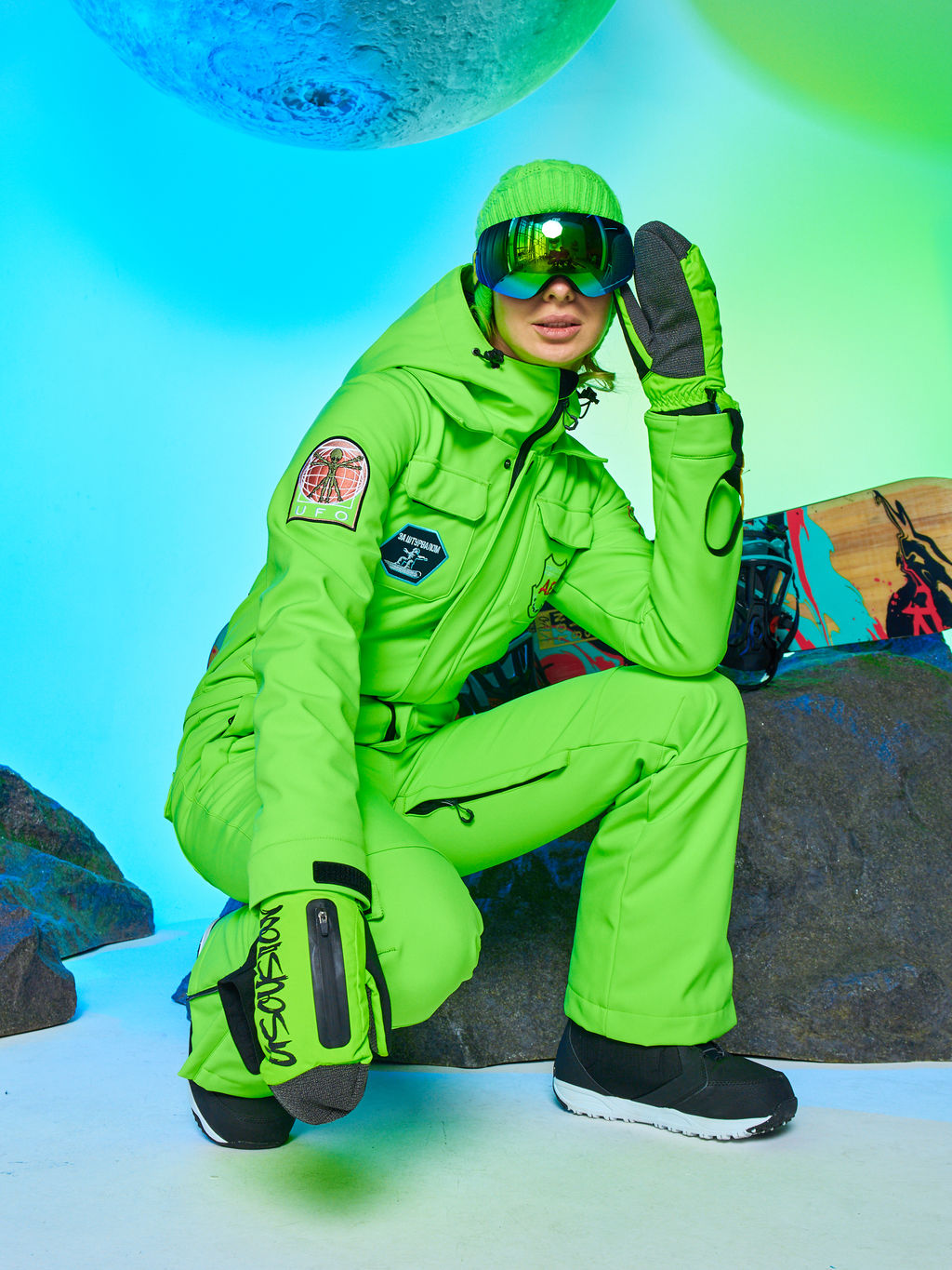 Женский сноубордический горнолыжный комбинезон Alpha Endless Aeternitas 223/2305 FAG - Салатовый  фото 29