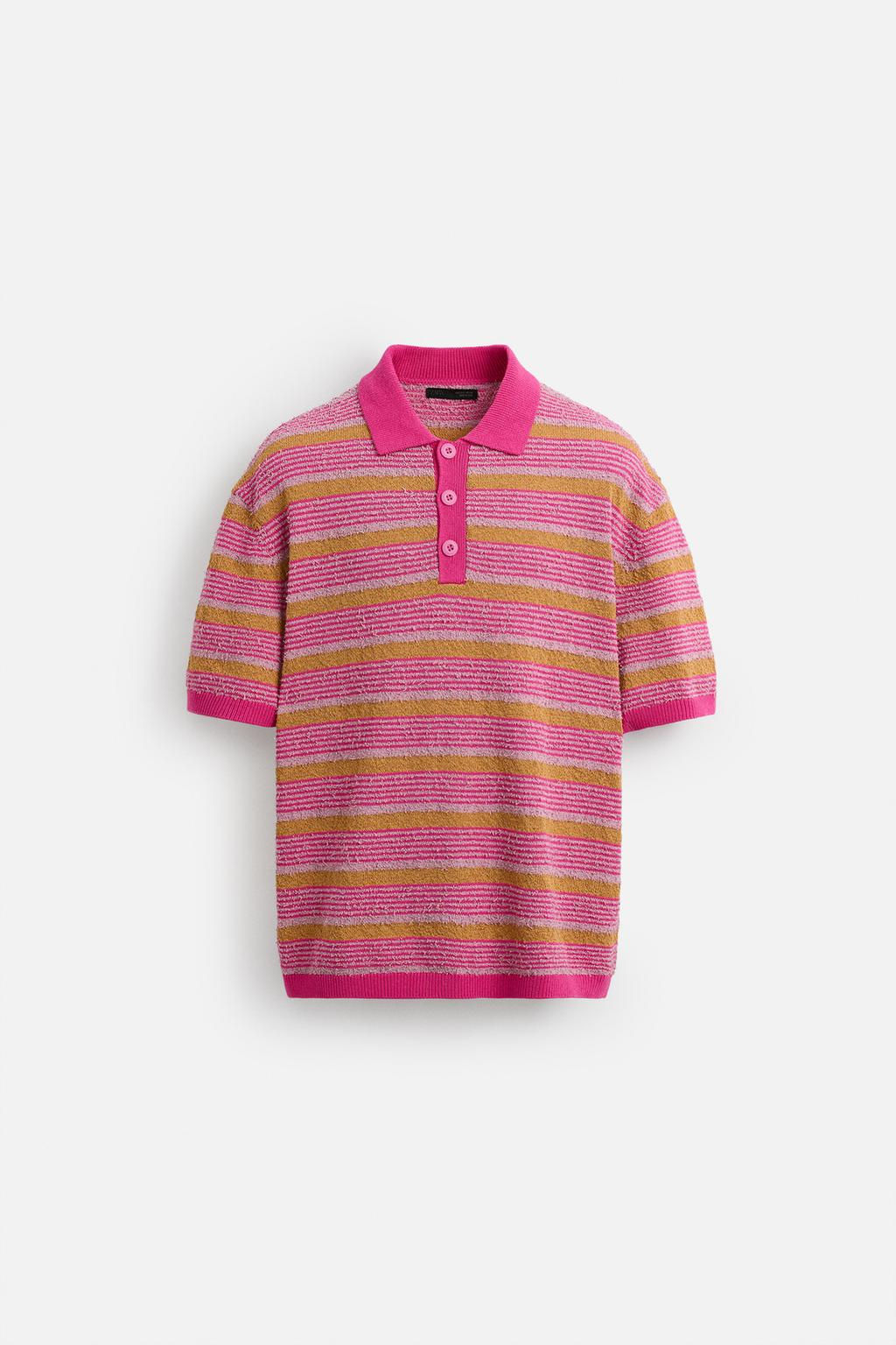 TEXTURED STRIPE KNIT POLO SHIRT - Zara фото 7
