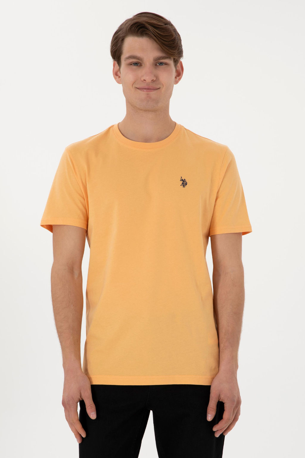 Erkek Regular Fit Bisiklet Yaka Turuncu Basic Ti__rt Sepette S_rpriz _ndirim