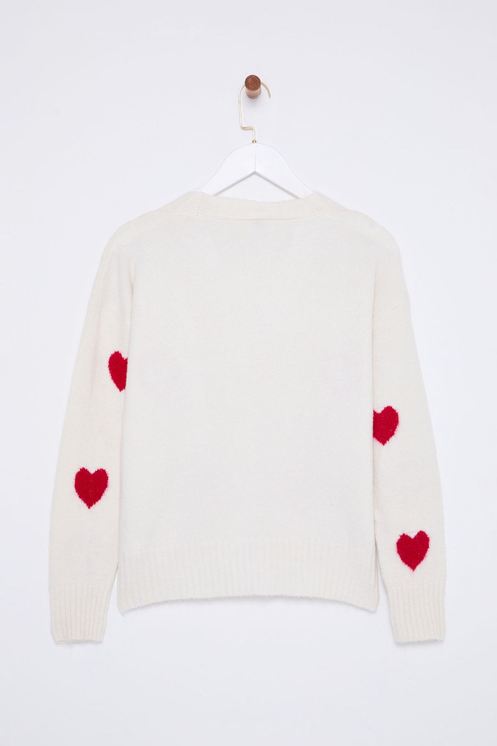 TRENDYOLMILLA Ekru Kalp Desenli V Yaka Triko H?rka TWOAW25HI00373 фото 7