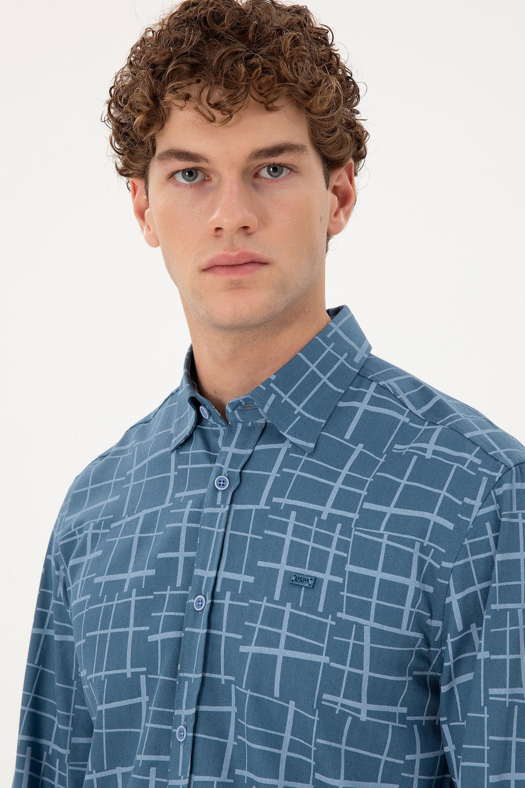 Мужская голубая рубашка с длинным рукавом - U.s. polo assn фото 2