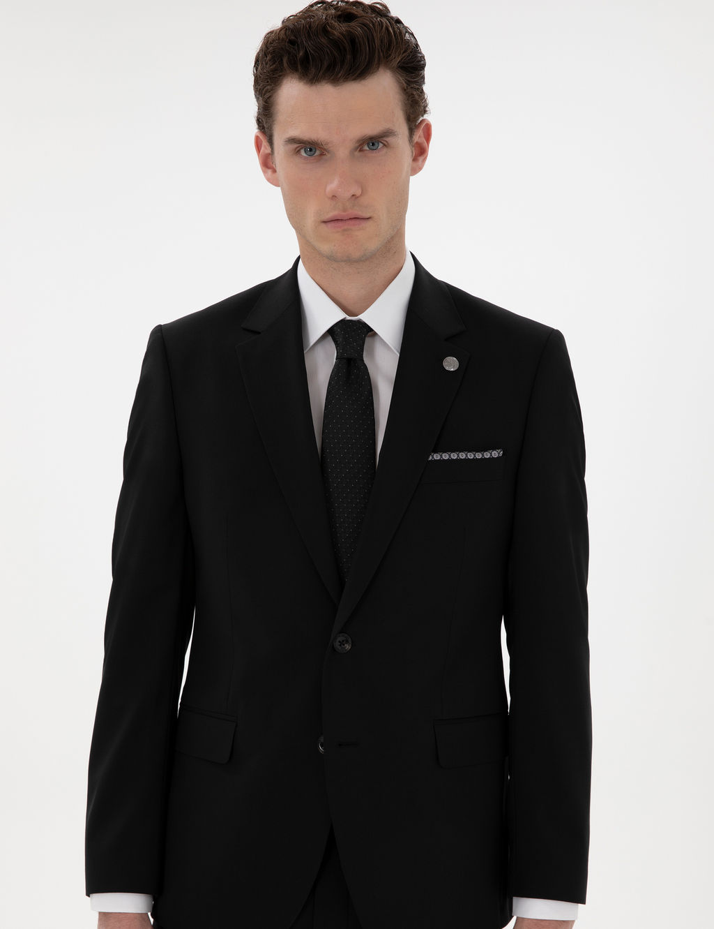 Siyah Slim Fit Y_n Tak_m Elbise
