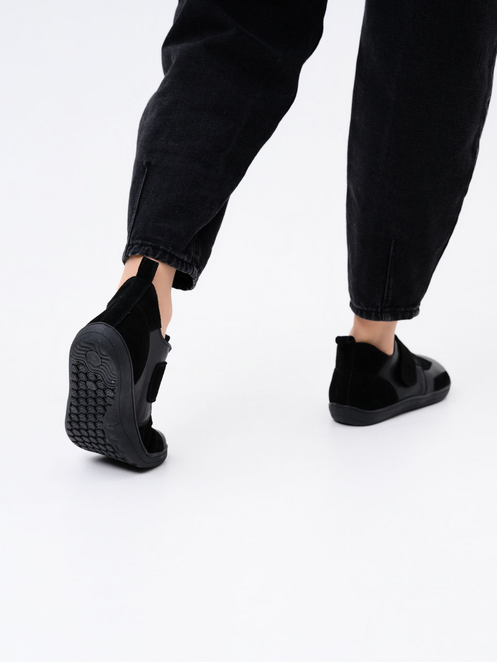 Ботинки женские демисезонные черные 206.NATAbl.Черная кожа+черная замша/Байка