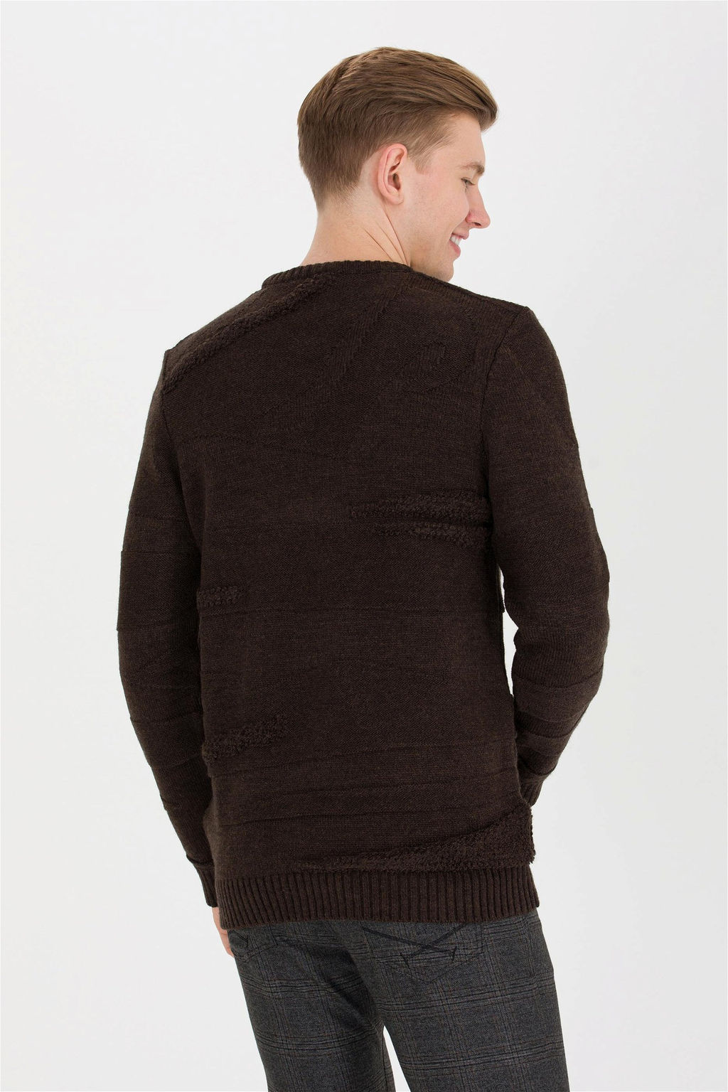 U. S. Polo Assn Мужской вязаный свитер кокосового цвета с круглым вырезом - U.s. polo assn фото 11