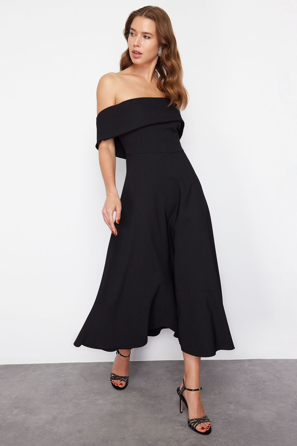 TRENDYOLMILLA Siyah Yaka Detayl? A-Kesim Dokuma S?k Abiye Elbise TPRSS24EL00210 фото 12