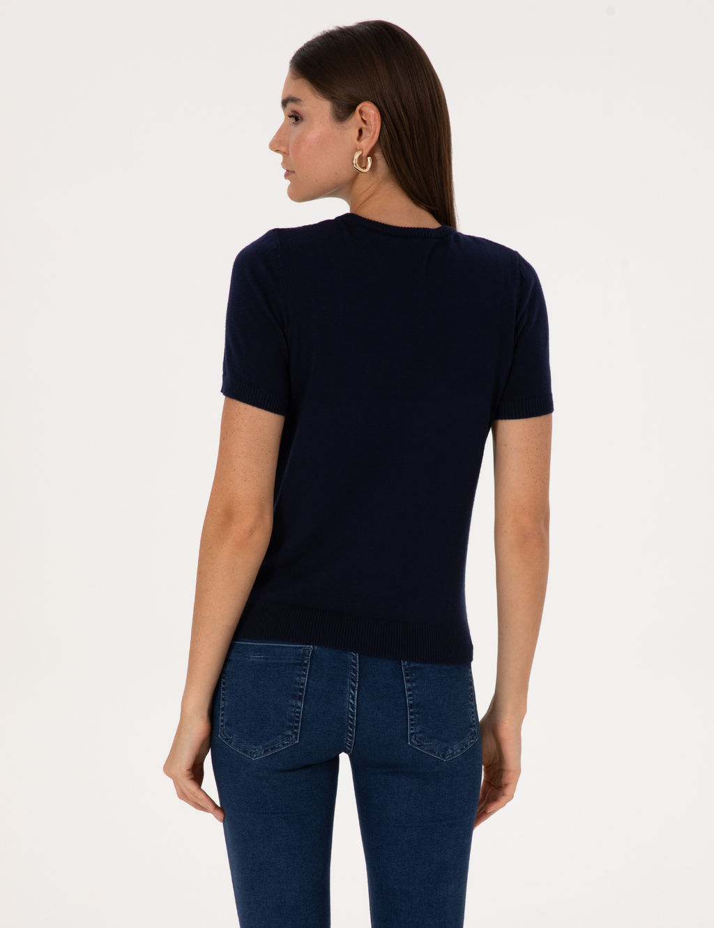 Lacivert Slim Fit Triko Ti__rt