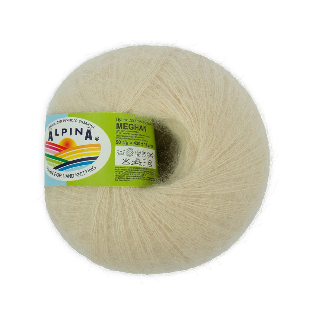 Пряжа ALPINA MEGHAN 73% кид мохер, 27% нейлон 4 шт. х 50 г 390 м  10 м