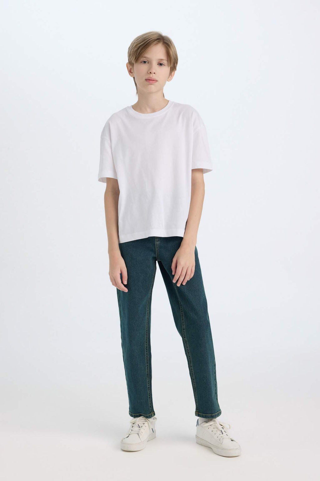 Erkek Cocuk Straight Fit Duz Paca Cepli Gri Jean Pantolon - Defacto фото 4