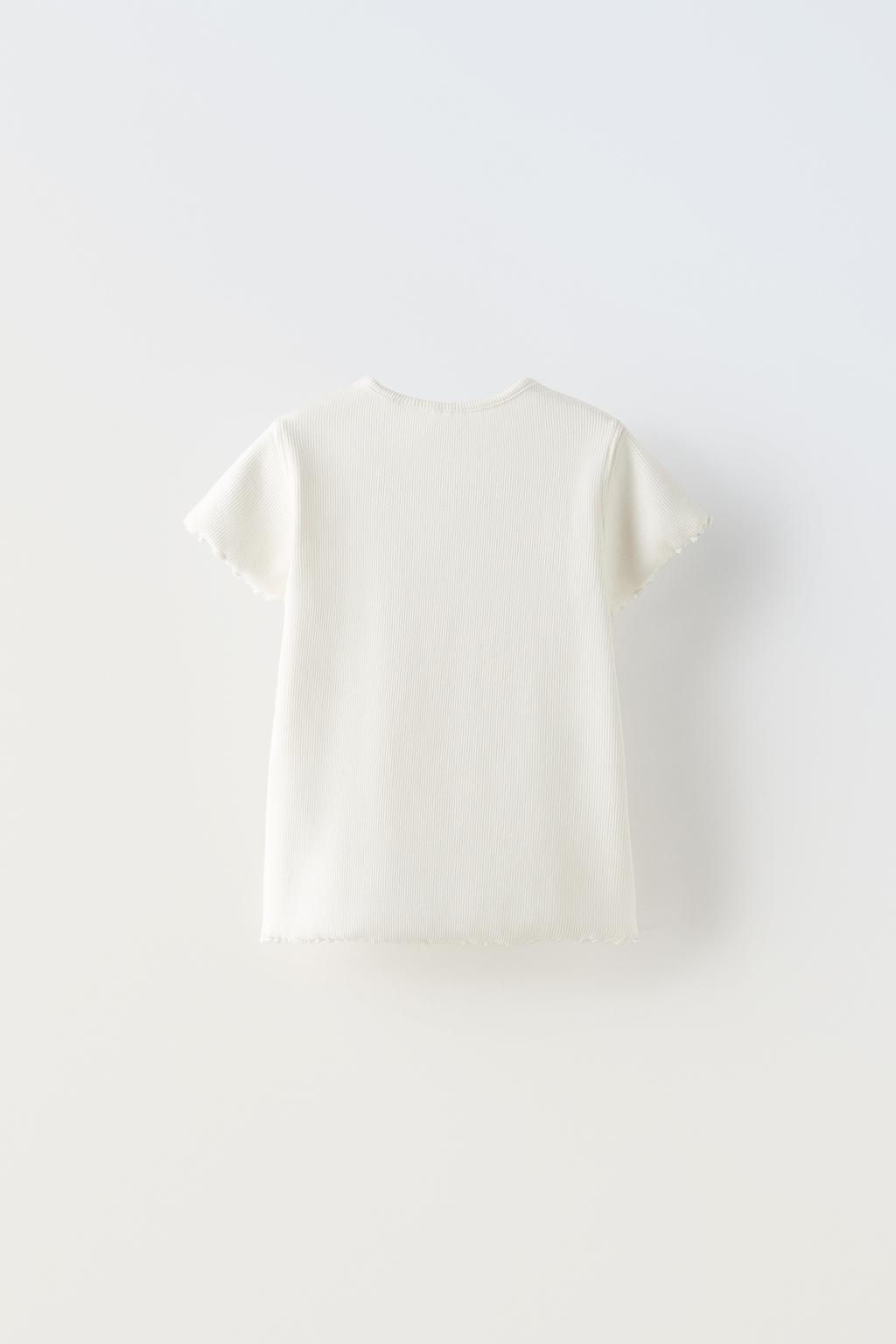 RIBBED T-SHIRT WITH EMBROIDERY - Zara фото 2