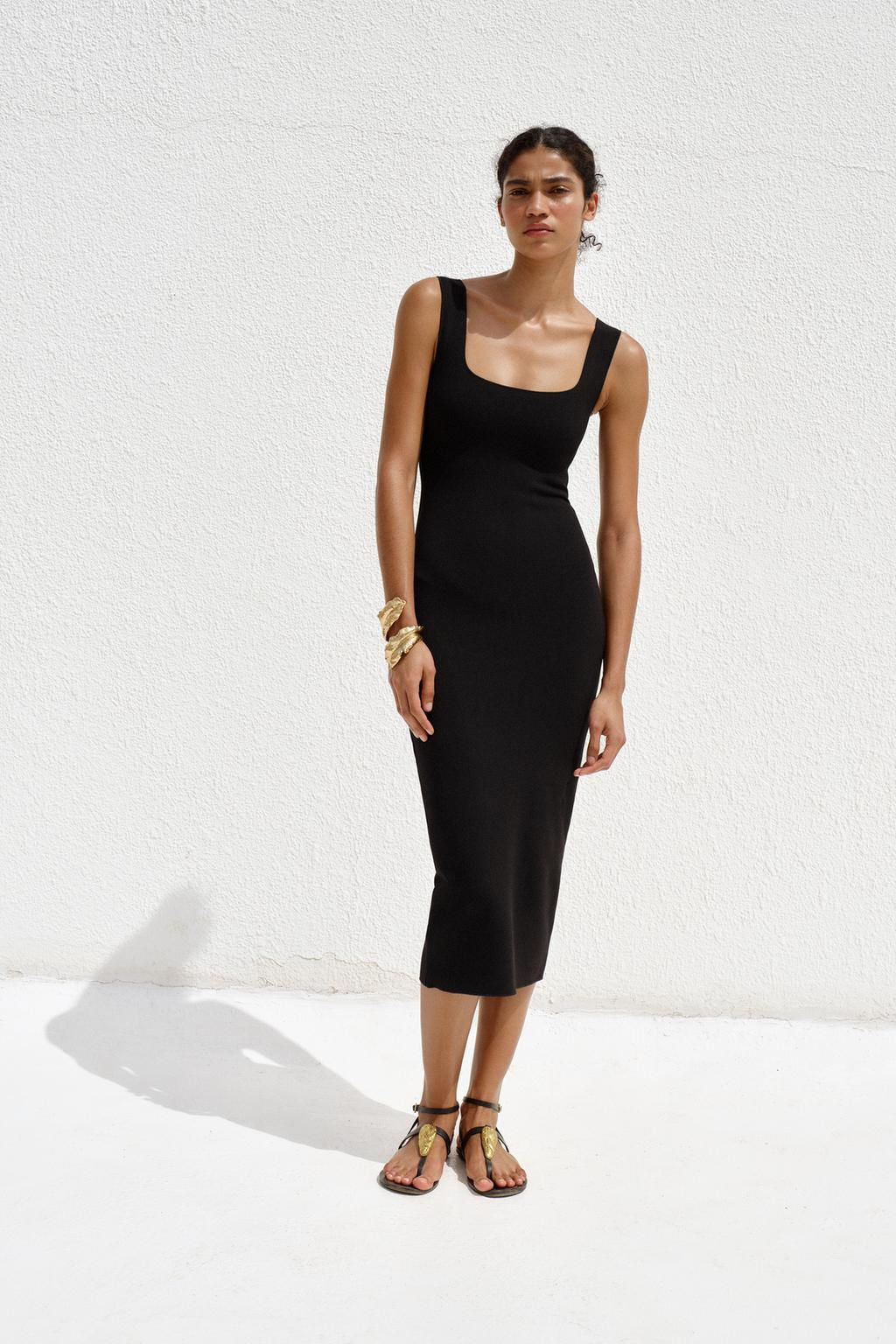 STRETCH SQUARE NECK DRESS - Zara фото 17