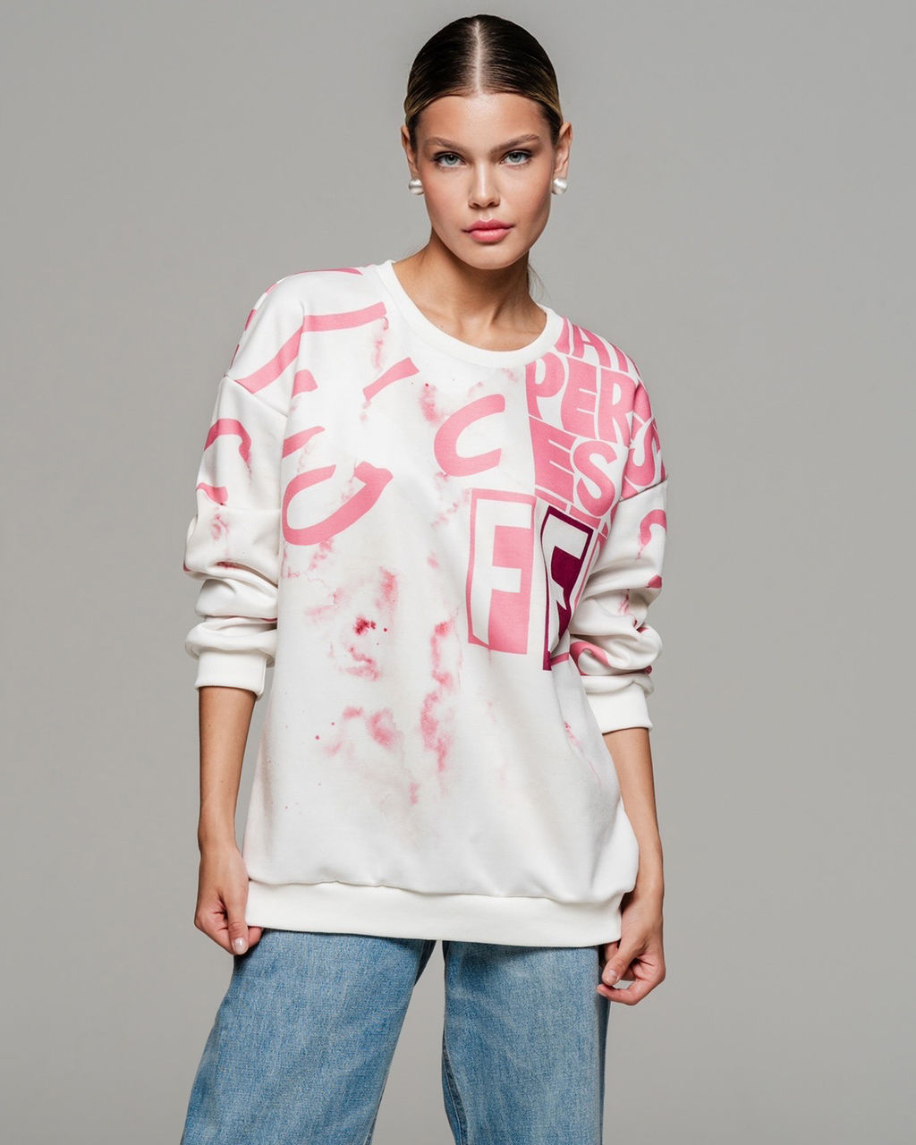 УДЛИНЁННЫЙ СВИТШОТ С ПРИНТОМ SNK010 - Sahar art lab фото 2