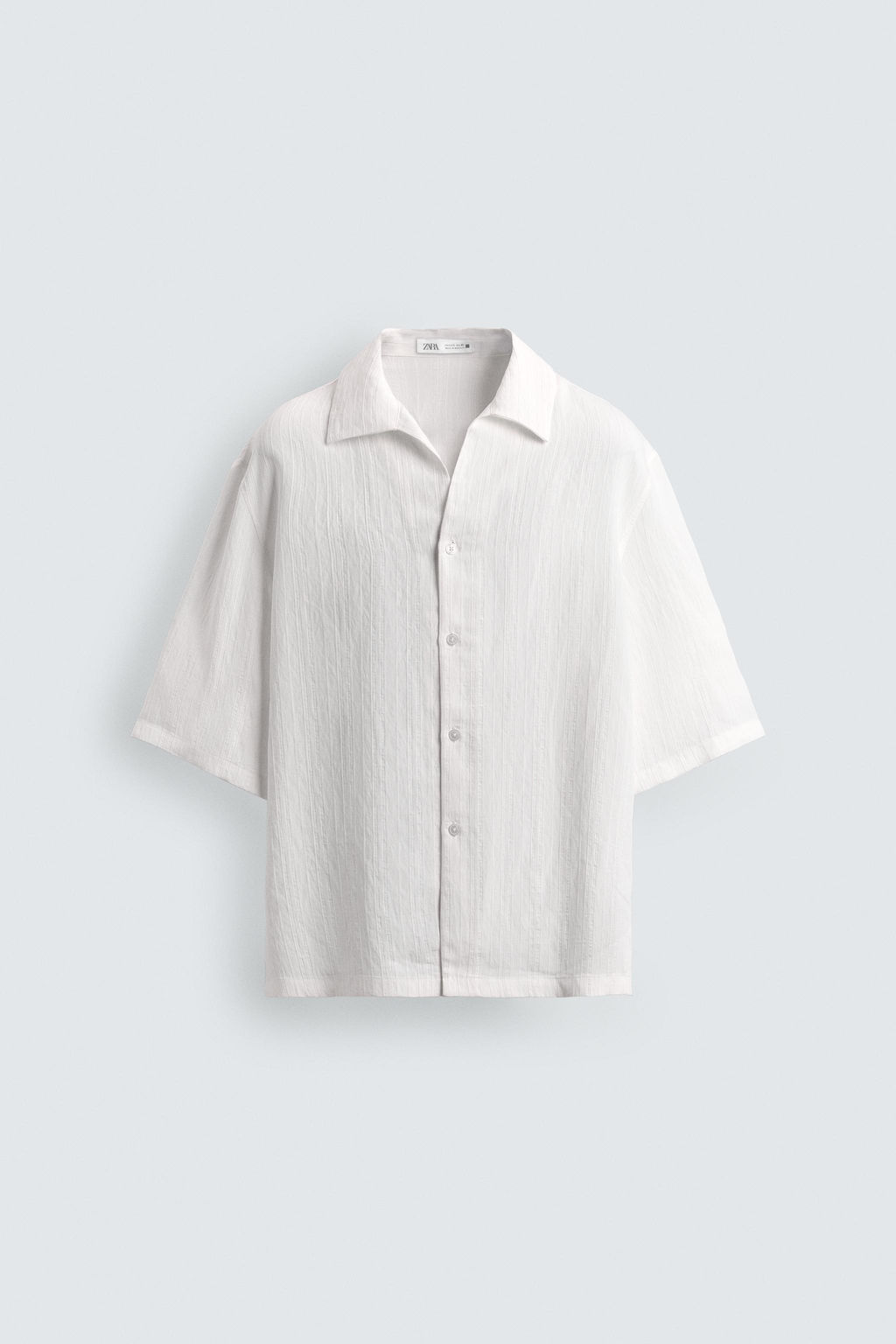 CAMISA BOXY FIT JACQUARD RAYAS / Blanco - Zara фото 8