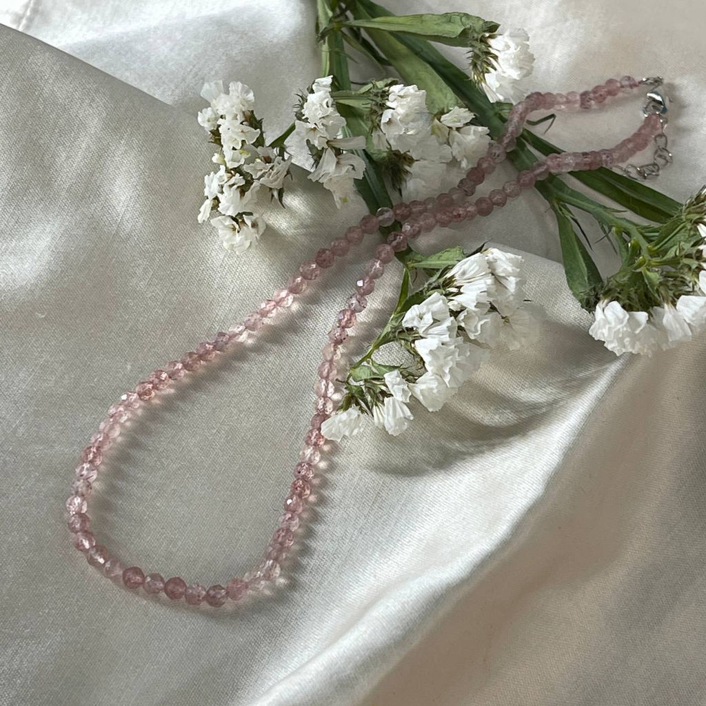 Бусы из Кварца клубничного огранка 42 см +