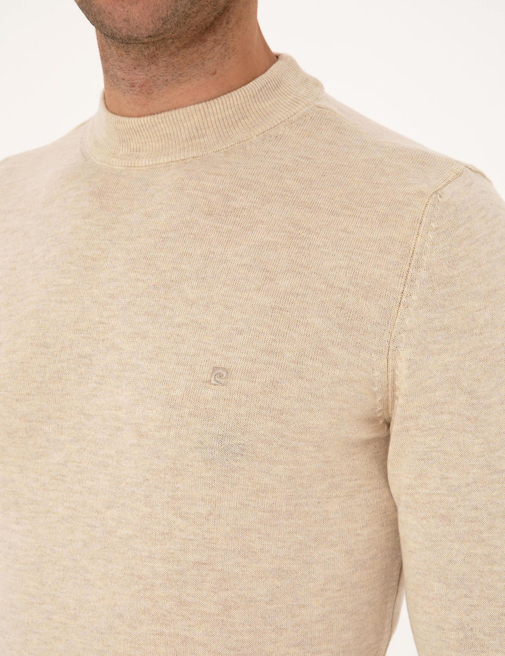Krem Melanj Slim Fit _eyrek Yaka Basic Triko Kazak - Pierre cardin фото 7