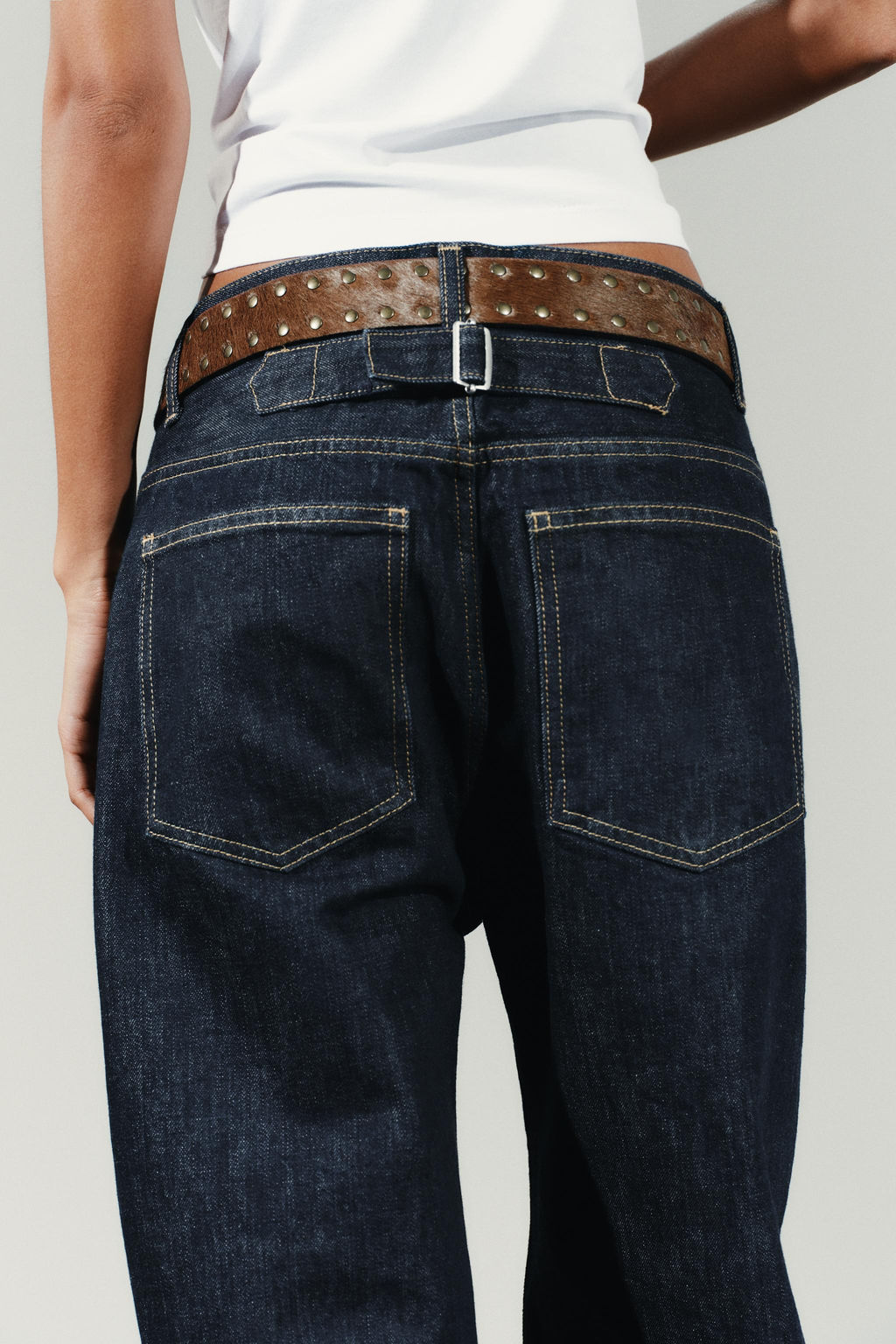 TRF STRAIGHT HIGH-WAIST JEANS WITH BELT LOOPS - Zara фото 5