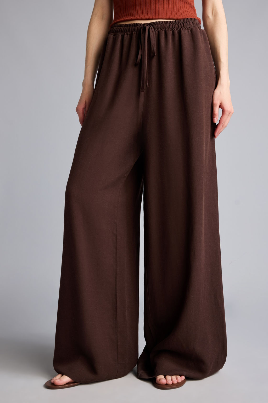Wide Leg Keten Kar___ml_ Y_ksek bel Pantolon - Defacto фото 4